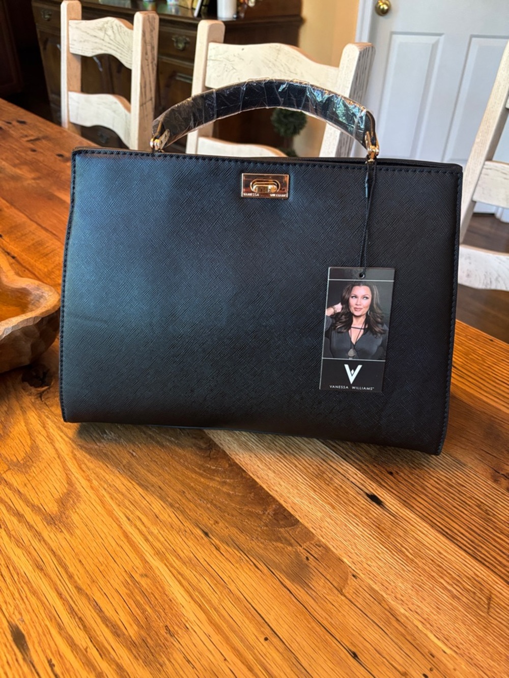 Vanessa Williams Black Structured Top-Handle Satchel—NWT